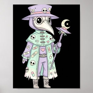 Plague Doctor Gothic Pastel Cute Moth Face Mask Oc Poster