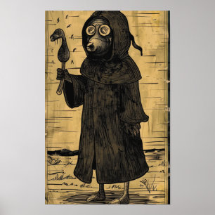 Plague Doctor Kawaii C Poster - Vintage Retro Art 