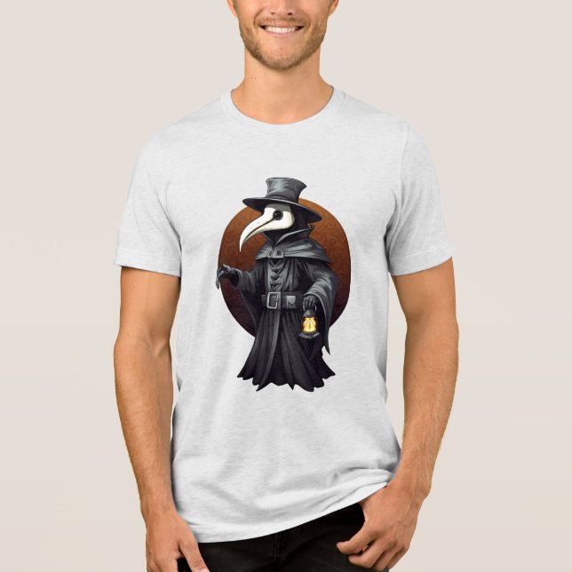 Plague Doctor Lantern T-Shirt – Dark Gothic Tri-Blend Shirt (Front)