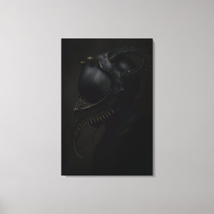 Plague Doctor Mask Obsidian Horns Horror Canvas Print