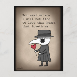 Plague Doctor Medieval Love Poem Creepy Cute Postcard