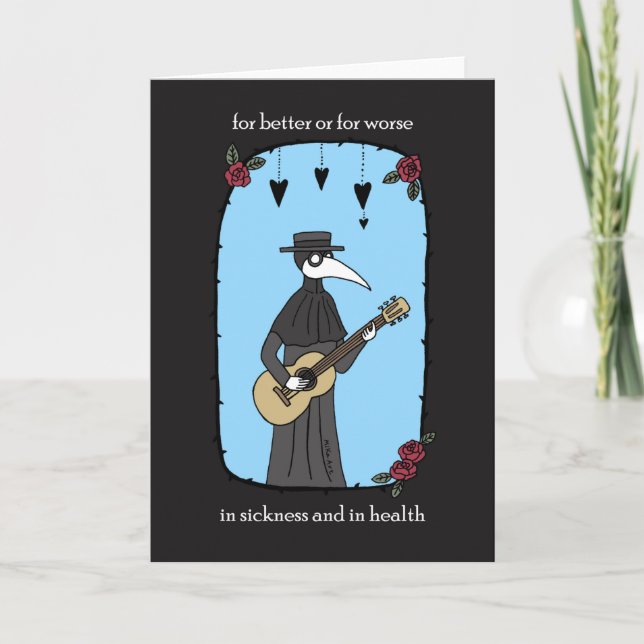 Plague Doctor playing guitar funny Goth Valentine Card (Front)