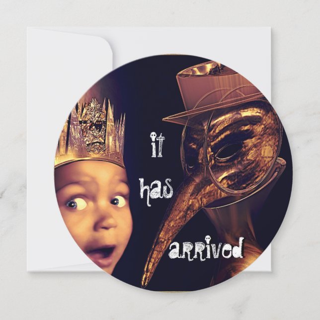 Plague Doctor Round Adult Halloween Party Invitation (Front)