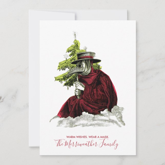 Plague Doctor Santa. Baby It's Covid Outside Card (Front)