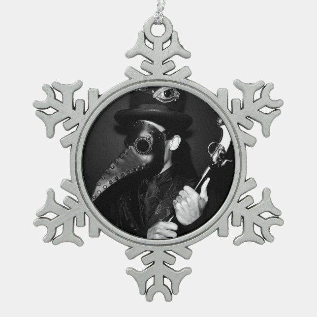 Plague Doctor Snowflake Pewter Christmas Ornament (Front)