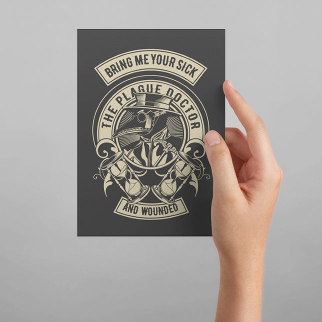 Plague Doctor Vintage Postcard (plague doctor black postcard)