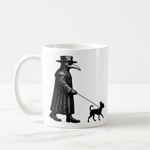 Plague Doctor Walking Chihuahua Coffee Mug