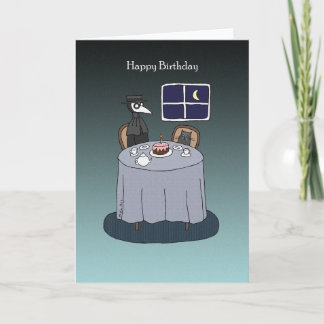 Plague Doctor with Black Cat Funny Goth Birthday Card