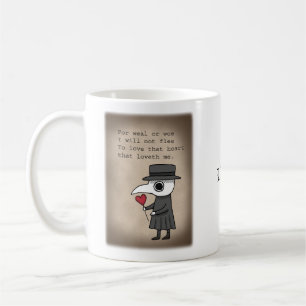 Plague Doctor with Medieval Love poem Custom name Coffee Mug