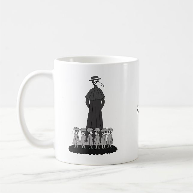 Plague Doctor with students Funny teacher Custom Coffee Mug (Left)