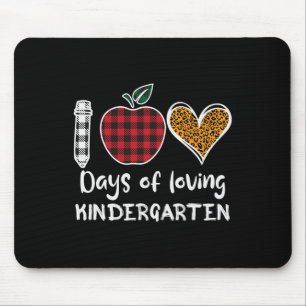 Plaid 100 Days Of Loving Kindergarten Teacher Kids Mouse Mat