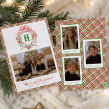 Plaid 12 Days of Christmas Monogram Crest Photo