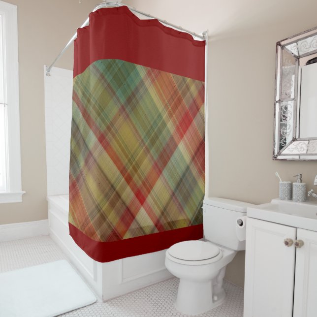 Plaid #1 Red Shower Curtain