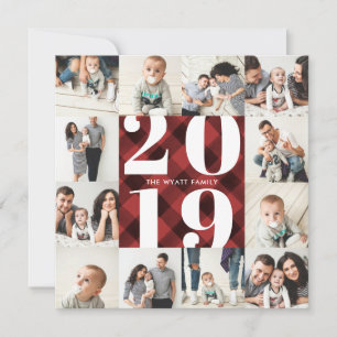 Plaid 2019 Holiday 12 Photo Collage Grid Card