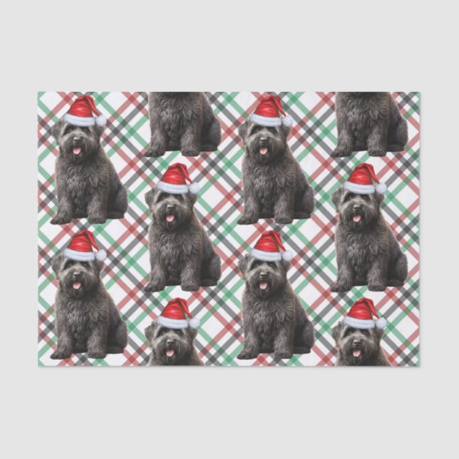 Plaid and Christmas Bouvier Dog Lover Holiday Tissue Paper (Front)