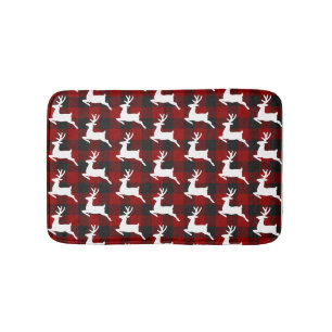 Plaid and deer  bath mat