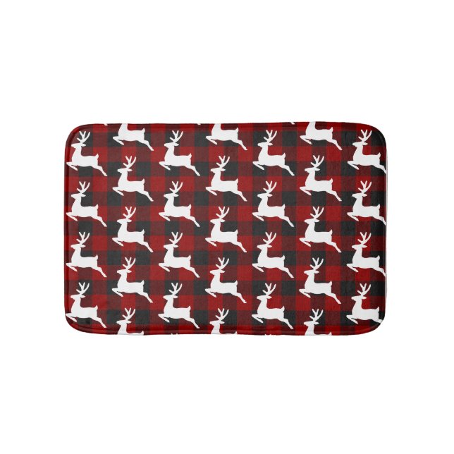 Plaid and deer  bath mat (Front)