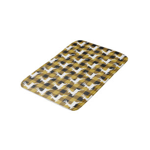 Plaid and deer  bath mat