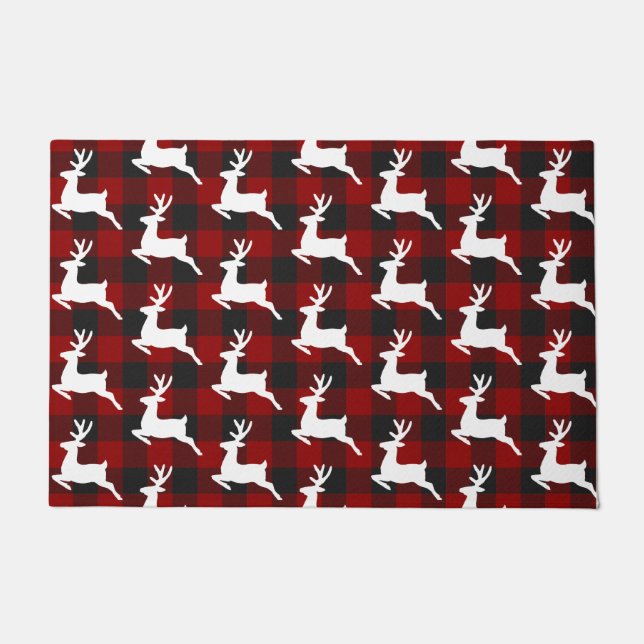 Plaid and deer  doormat (Front)