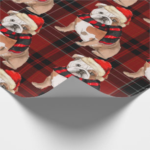 Plaid and English Bulldog Dog Lovers Christmas Wrapping Paper