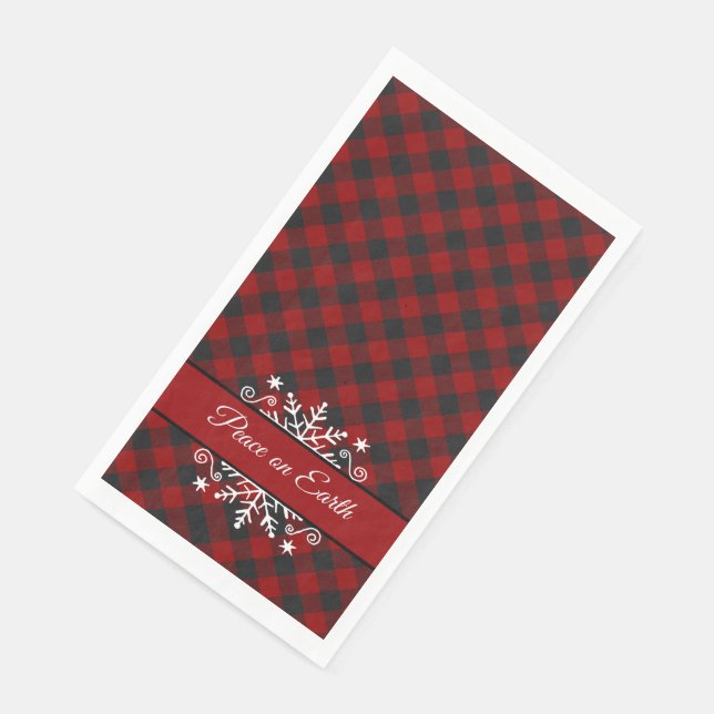 Plaid and snowflake custom   napkin (Corner)