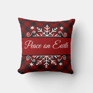 Plaid and snowflake custom  throw pillow