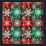 Plaid And Snowflakes Christmas Bandana<br><div class="desc">This is a fun plaid and snowflakes Christmas bandanna in red,  green,  white and black with a white snowflake pattern overlaid on it.</div>