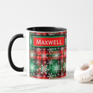 Plaid And Snowflakes Christmas Pattern 1 Mug
