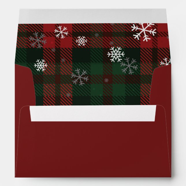 Plaid and Snowflakes Christmas Script Family Envelope (Back (Bottom))