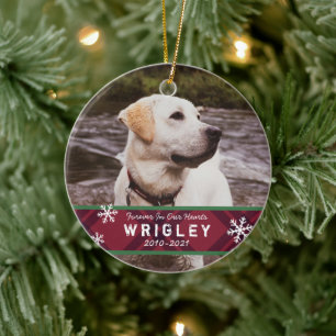 Plaid and Snowflakes Pet Memorial Ornament