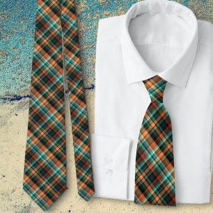 Plaid Angled Blue Green Tie