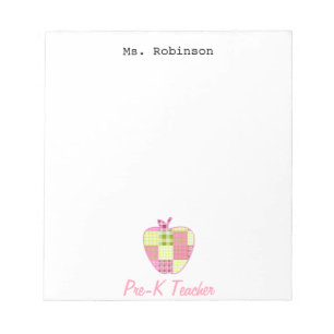 Plaid Apple Pre-K Teacher Notepad
