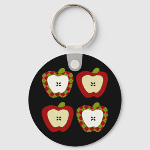 Plaid Apple Quartet Key Ring