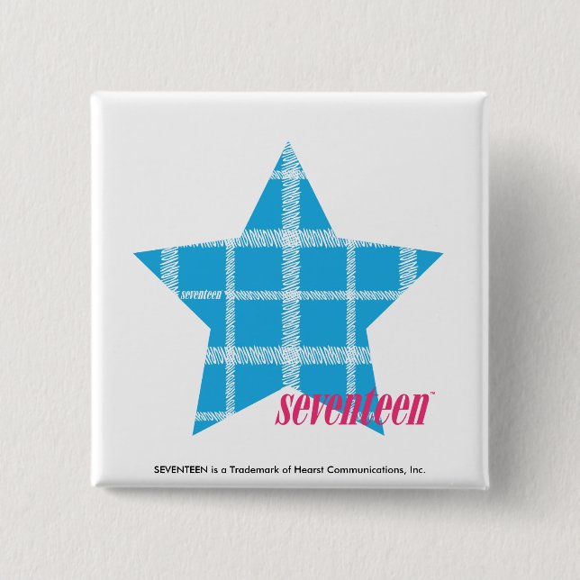 Plaid Aqua 3 15 Cm Square Badge (Front)