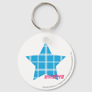 Plaid Aqua 3 Key Ring