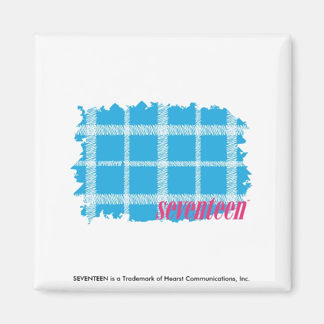 Plaid Aqua 4 Magnet (Front)