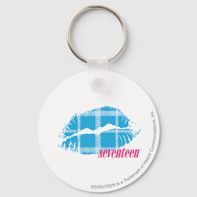 Plaid Aqua Key Ring (Front)