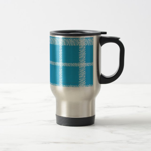 Plaid Aqua Travel Mug (Right)