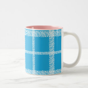 Plaid Aqua Two-Tone Coffee Mug