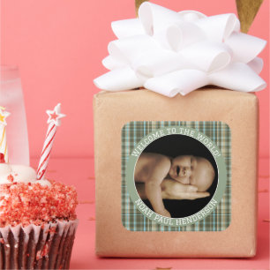 Plaid Baby Boy Photo Stickers