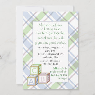 Plaid Baby Shower Invitation
