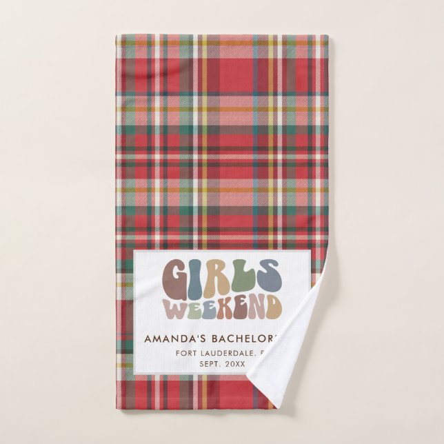 Plaid Bachelorrette Girls Weekend Party Rustic Hand Towel (Hand Towel)