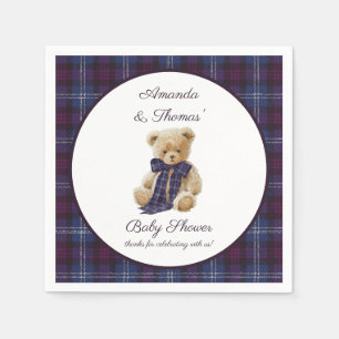 Plaid Bear Themed Baby Shower Napkin