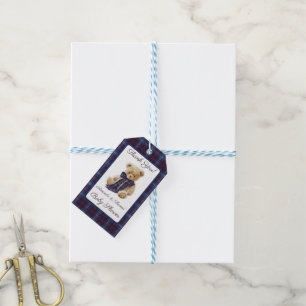 Plaid Bear Themed Baby Shower Thank You Gift Tags