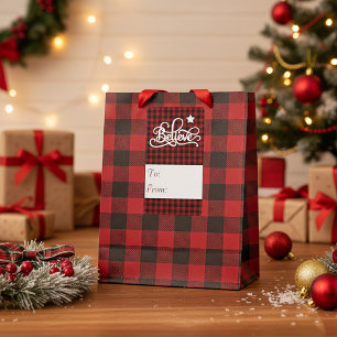 Plaid Believe gift tag sticker