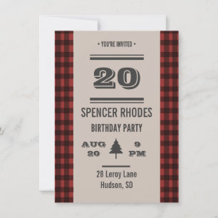 Plaid birthday invitation