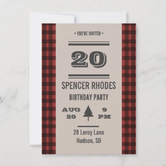 Plaid birthday invitation