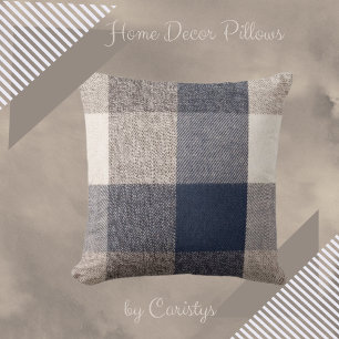 Plaid Black, Brown, Ivory Cushion