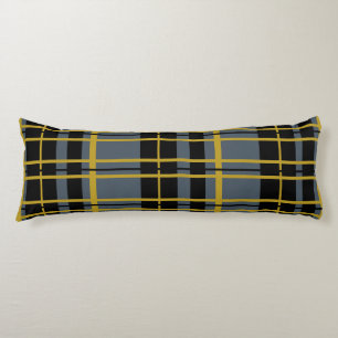 Plaid Black Gray Gold Striped Body Pillow
