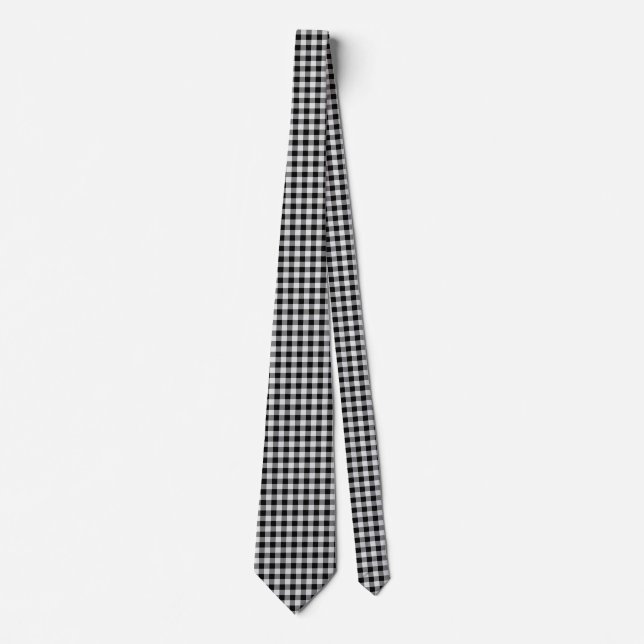Plaid - Black White - Emo - Neck Tie (Front)